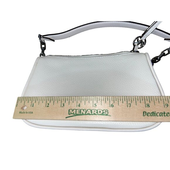 Michael Kors Small Cream Pebbled Leather Purse Wristlet Strap Silver HW Used - Picture 11 of 16